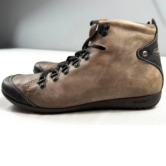 Pikolinos Brown Leather Lace Up Ankle Boots Women's Size 39 Casual Comfort - Picture 3 of 7